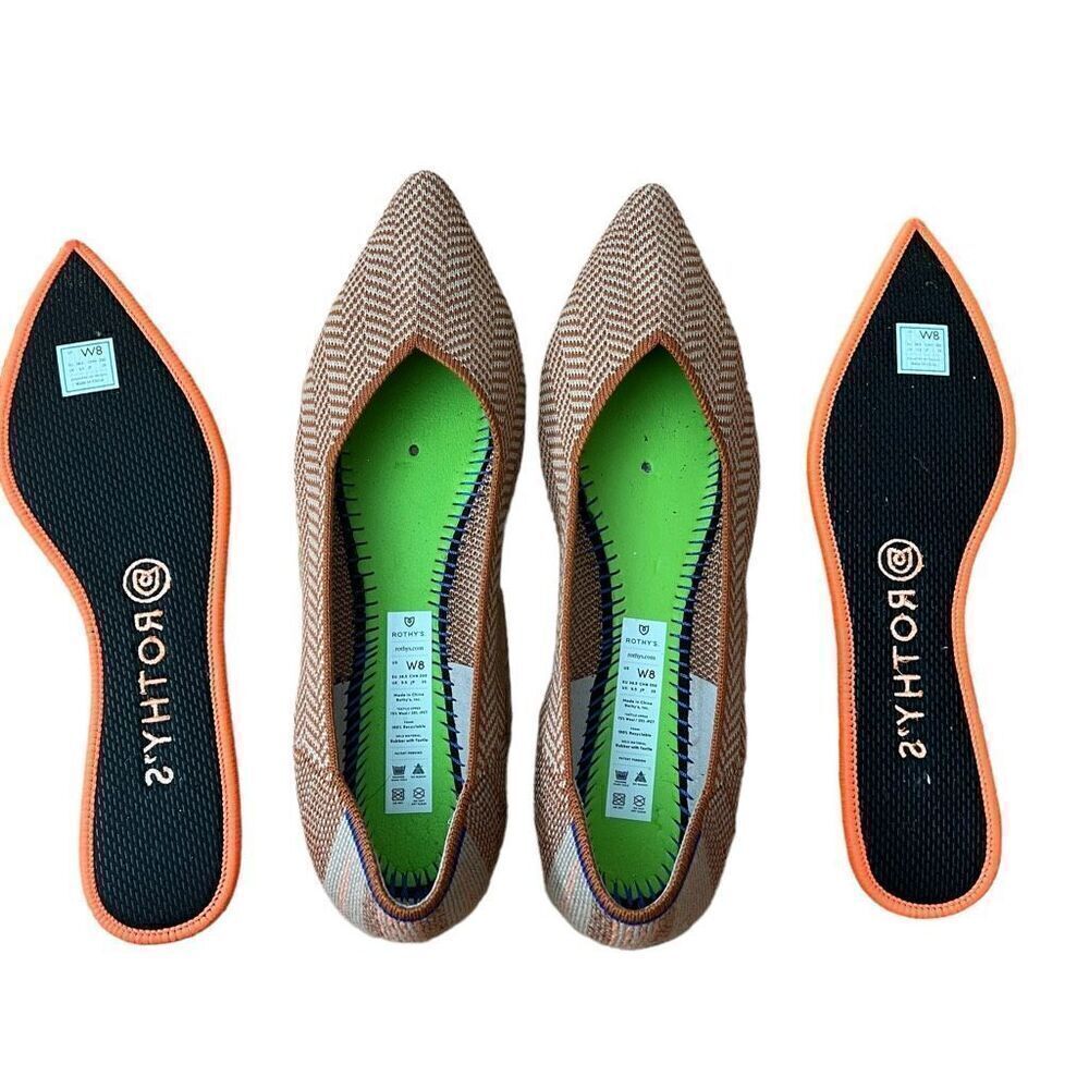 Rothy’s The Point Ballet Flats Camel Heringbone Rare Size 8 - Picture 8 of 10